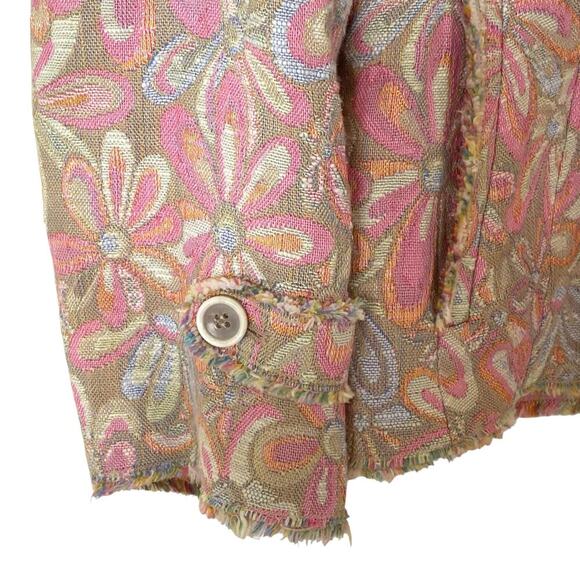 AKRIS PUNTO Floral Print Jacquard Blazer Jacket  Pink Pastel, Size 6 - Picture 9 of 13